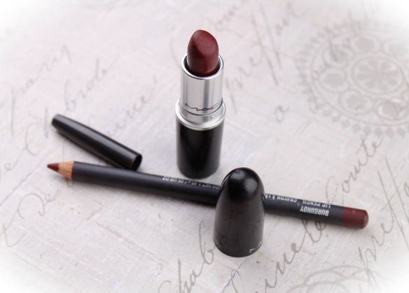 Mac Sin lipstick and Mac Burgundy Lip pencil